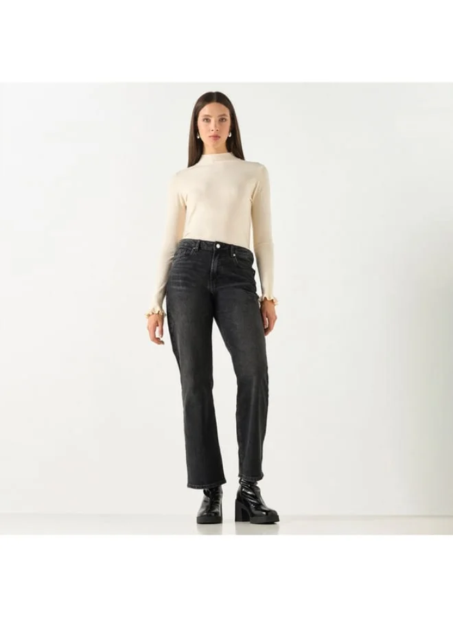 2Xtremz 2Xtremz Ribbed Funnel Neck Sweater with Long Sleeves