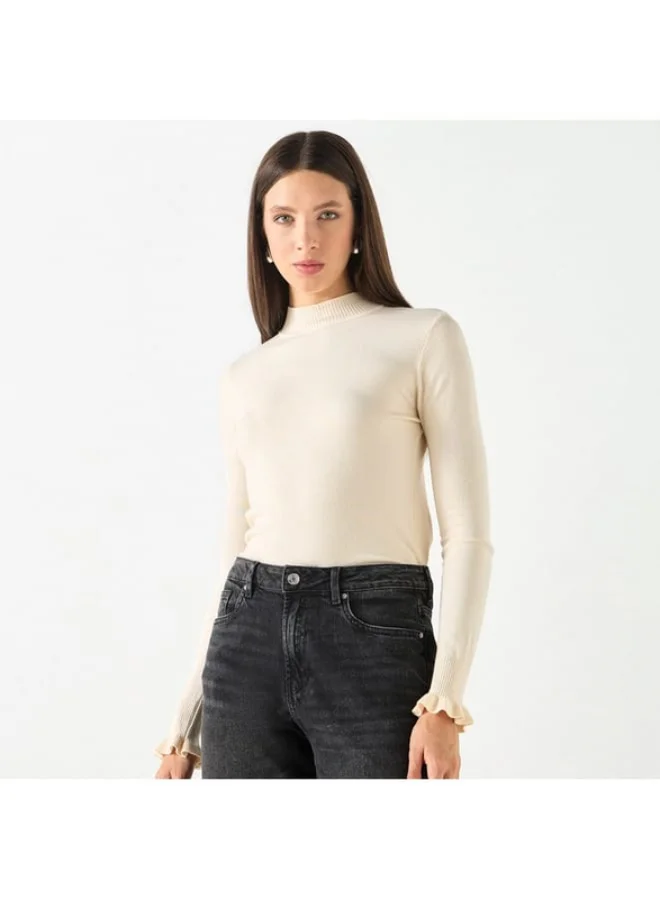 2Xtremz 2Xtremz Ribbed Funnel Neck Sweater with Long Sleeves
