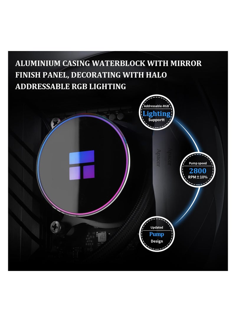 ثيرمالرايت مبرد وحدة المعالجة المركزية السائل Thermal right Frozen Magic 360 Black ARGB V2، حجم صف التبريد 360 مع 3 مراوح ARGB PWM 120 مم، لـ AMD/AM4/AM5، Intel LGA1150/1151/1200/2011/1700/1851، مبرد مياه لوحدة المعالجة المركزية لسطح المكتب - Image 4