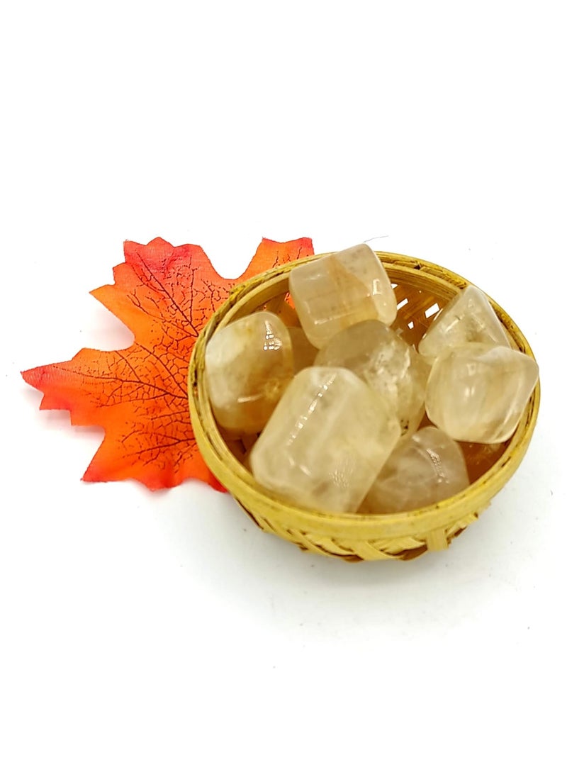 Plus Value Plus Value Premium Natural Citrine Sunela Pebbles 200g for Wealth Positive Energy Reiki Aura Chakra Healing Crystal in Basket for Home Office Decor Yellow  - Image 4
