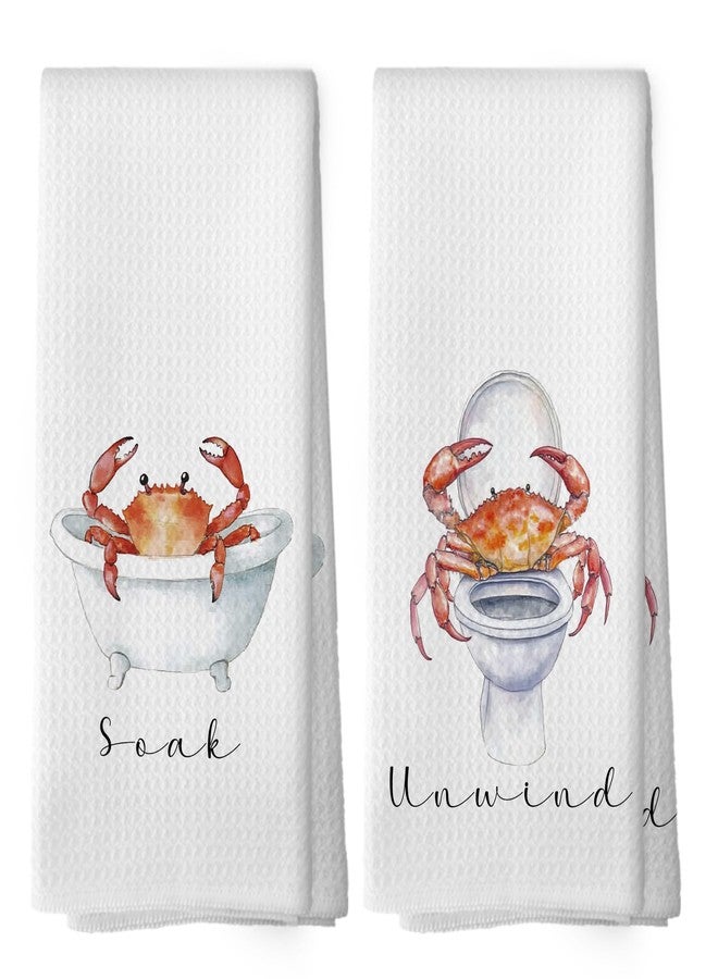 Mcehtle Coastal Beach Crab Hand Towels, Crab Gifts Hand Towel for Bathroom Decor, Coastal Ocean Nautical Marine Life Decorative Towels for Bathroom Washroom Toilet 16x24 Inch Set of 2 - Image 1