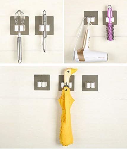 VIHAX Self Adhesive Mop Holder Wall Mounted Seamless Broom Hanger Clip Storage Racks, Wall Hanging Free Punch Bathroom Seamless Stickers Mop Rack Set (4) - Image 5