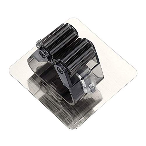 VIHAX Self Adhesive Mop Holder Wall Mounted Seamless Broom Hanger Clip Storage Racks, Wall Hanging Free Punch Bathroom Seamless Stickers Mop Rack Set (4) - Image 3