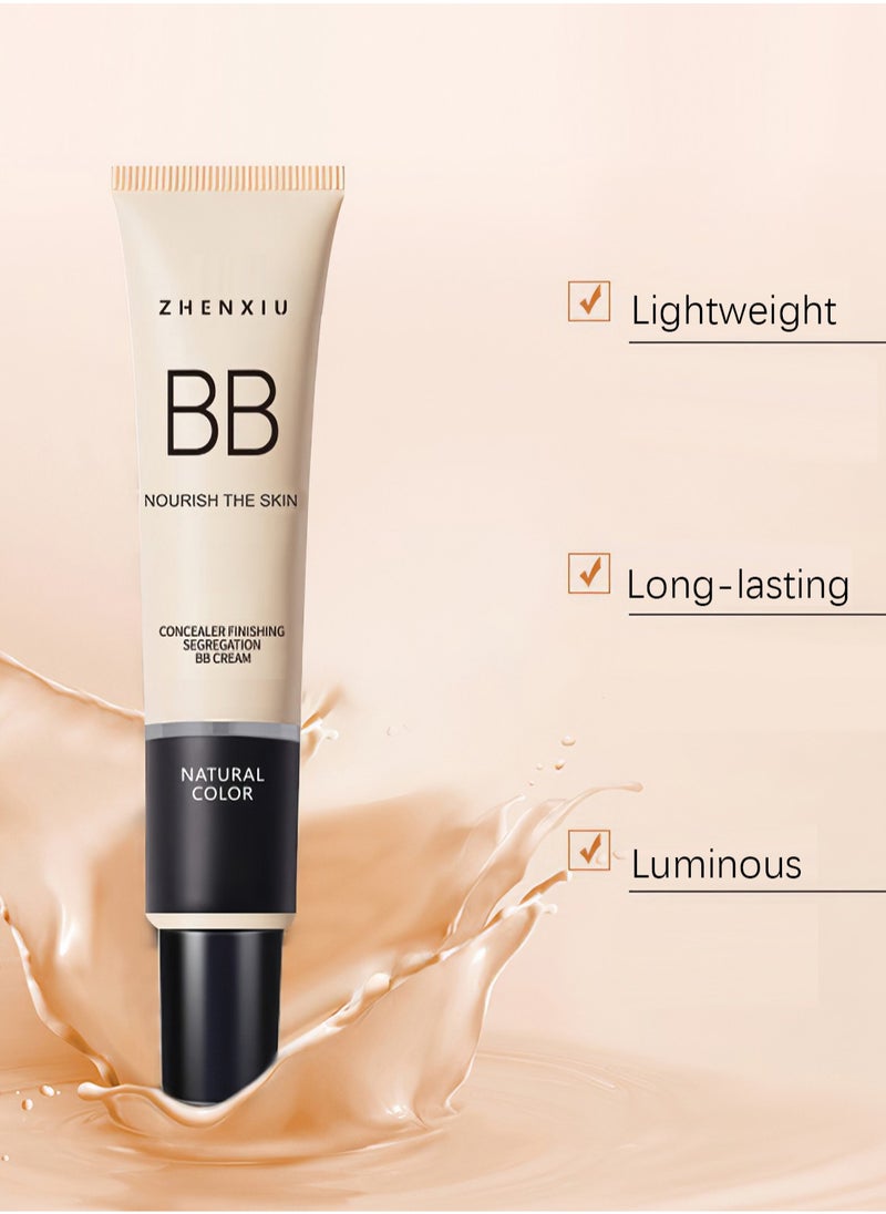 ZHENXIU - BB Cream, Moist the Skin BB Cream, Nourishing Lightweight Waterproof BB Cream, Natural Foundation, Full Coverage Matte Concealer 30G - Image 1