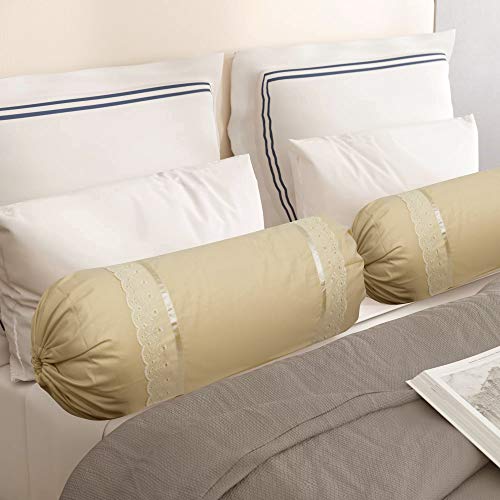 VHC 100% Cotton Lace Bolster Cover 30 * 30 Pack of 2 (Beige) - Image 4