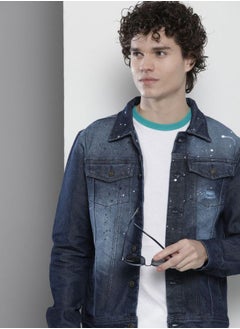The Indian Garage Co Men Slim Fit Solid Denim Trucker Jackets  - Image 1