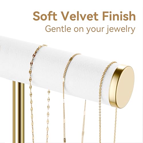 bussdis Bracelet Holder Jewelry Organizer Display 3 Tier T Bar Velvet Stand White Necklace Holder Organizer Bracelet Holder Earring Holder and Ring Display for Jewelry Organizers and Storage - Image 3