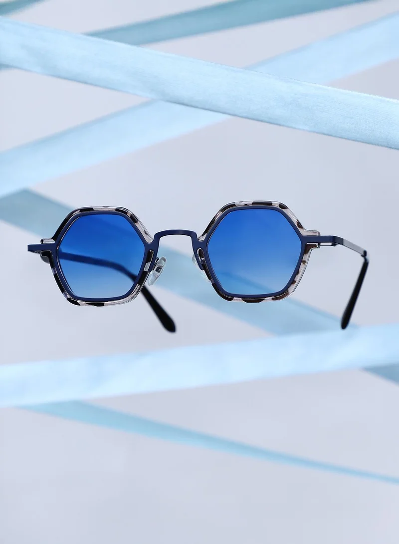 صوص هاوت نظارة شمسية بإطار سداسي كامل الحواف مع حماية من الأشعة الشمسية للنساء