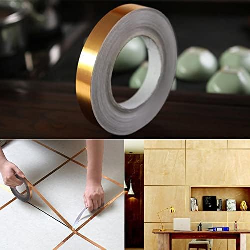 Zerolex Zerolex Tile stickers for flooring tiles gap tape waterproof filling sticker selfAdhesive ceramic marble Wall Floor Dcor Tape 1cm 50 Meter Golden  - Image 2