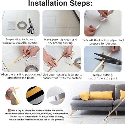 Zerolex Zerolex Tile stickers for flooring tiles gap tape waterproof filling sticker selfAdhesive ceramic marble Wall Floor Dcor Tape 1cm 50 Meter Golden  - Image 5