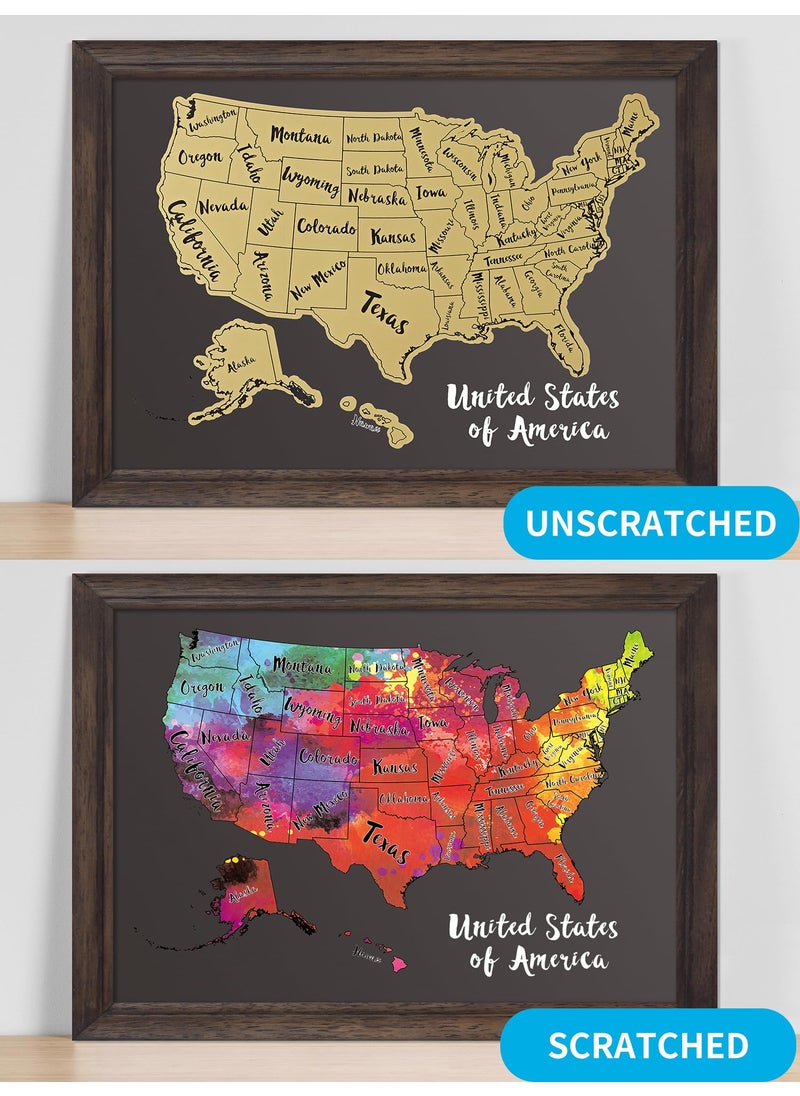 JARLINK JARLINK Scratch Off USA Map Poster, 12x17 inches United States Map with Unique Accessories Set, Personalized Travel Poster, Gift for Travelers  - Image 2