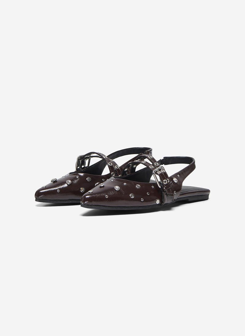 ONLY Women's ONLAURA-5 PU Slingback Buckle Ballerina Flat - Image 1