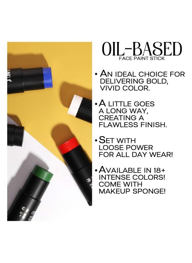 CCbeauty Light Blue Face Paint Stick,Face Painting Kit,Non Toxic SFX Makeup For Avatar Corpse Bride Halloween Costume Cosplay,Professional FX Body Paint,Full Coverage Foundation With Makeup Sponge - Image 4