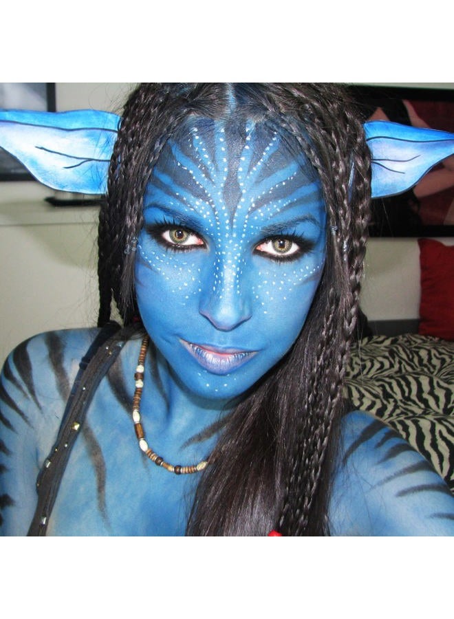 CCbeauty Light Blue Face Paint Stick,Face Painting Kit,Non Toxic SFX Makeup For Avatar Corpse Bride Halloween Costume Cosplay,Professional FX Body Paint,Full Coverage Foundation With Makeup Sponge - Image 5