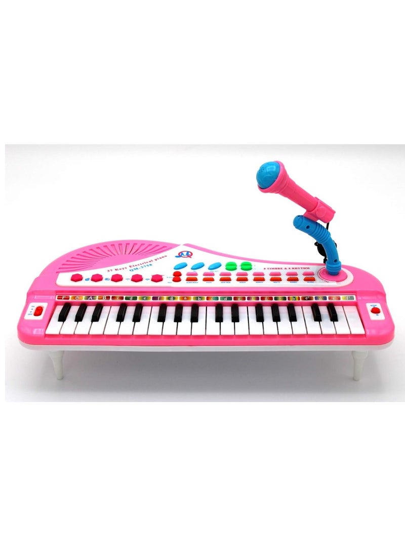 EASY FUTURE EASY FUTURE 37Key Toy Keyboard Piano Electronic and Battery Piano Musical Instrument Child Kids Musical Toys Including Microphone NOQM3758 pink Pink  - Image 2