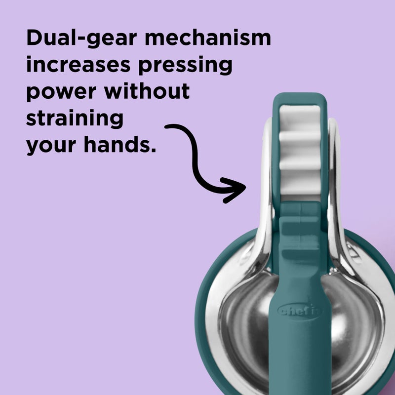 Chef'n FreshForce Lemon Squeezer Citrus Juicer, Manual Hand Press with Dual-Gear Power for Maximum Juice Extraction, Durable, Collard Green - Image 4