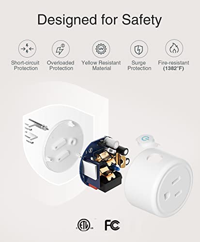 GHome Smart Plug Mini, WiFi Smart Outlet Plug Works with Alexa and Google Home, Timer Outlet with APP Control, Smart Plugs Only Supports 2.4GHz Network, No Hub Required, ETL FCC Listed, White - Image 3