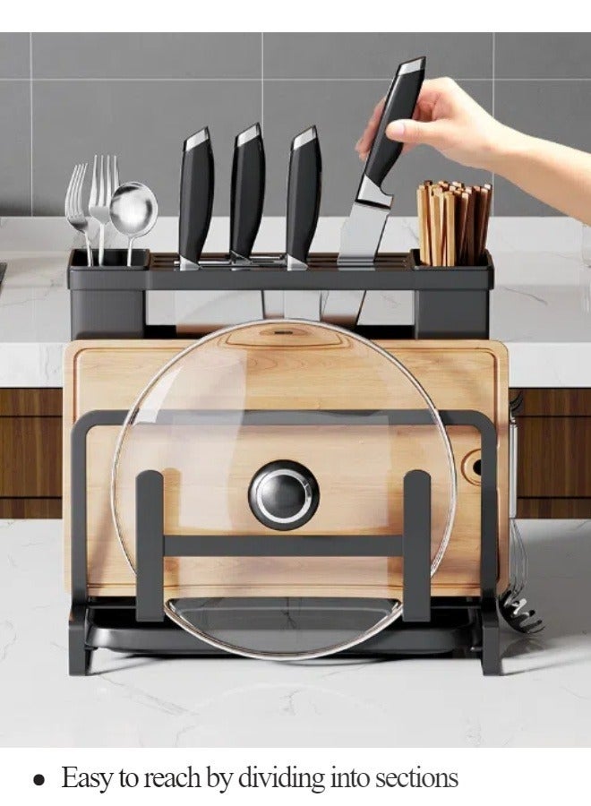 Kitchen Cutlery Rack, Stainless Steel Universal Knife Rack, Storage Rack, Large Capacity Drainage Plate Rack for Kitchen, Chopsticks, Knives, Forks.  - Image 3
