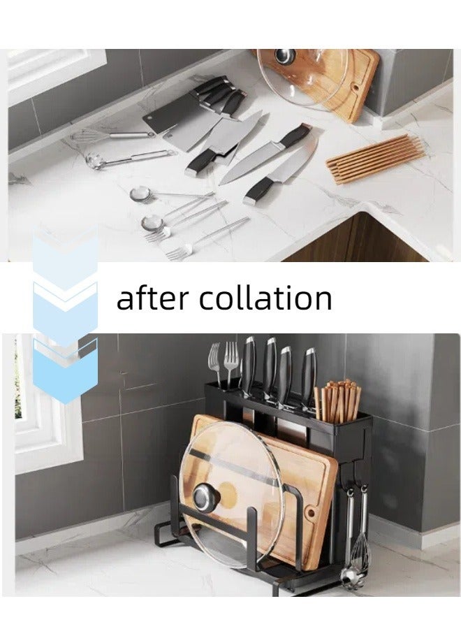 Kitchen Cutlery Rack, Stainless Steel Universal Knife Rack, Storage Rack, Large Capacity Drainage Plate Rack for Kitchen, Chopsticks, Knives, Forks.  - Image 2