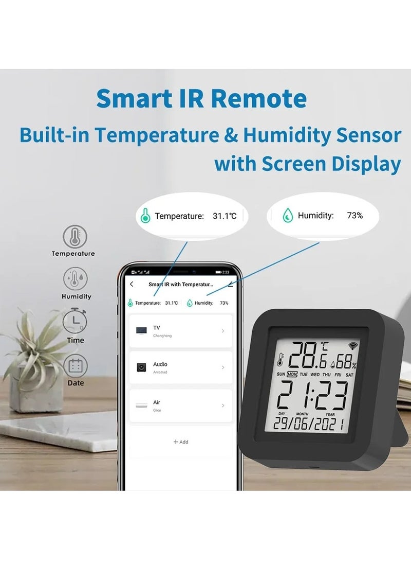 TUYA - Wifi IR Remote Control With Temperature And Humidity Sensor, Smart Intelligent Temperature Humidity Sensor Universal Compatible With Alexa And Google Assistant, For Tv Air Conditioner Infrared Devices - Image 1
