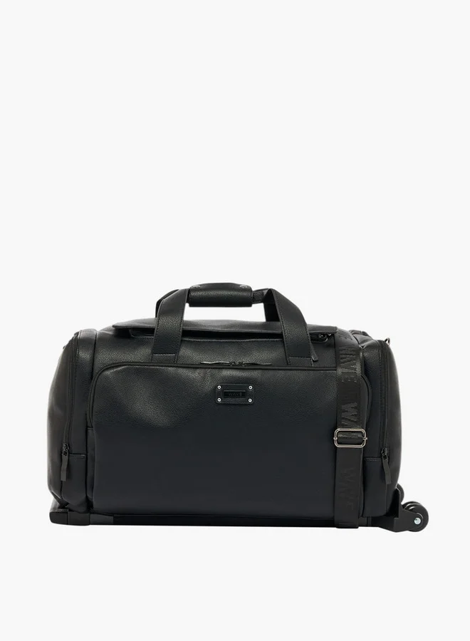 Wave Textured Duffle Bag with Retractable Handle and Zip Closure