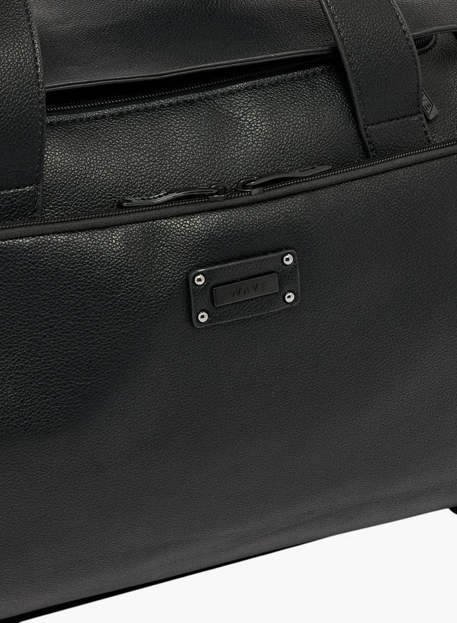 Wave Textured Duffle Bag with Retractable Handle and Zip Closure