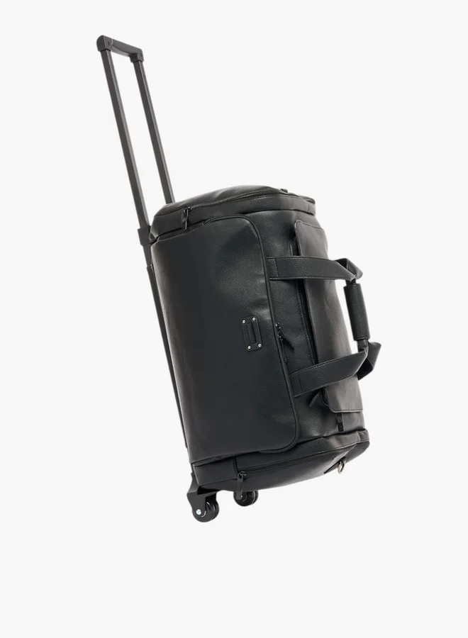 Wave Textured Duffle Bag with Retractable Handle and Zip Closure