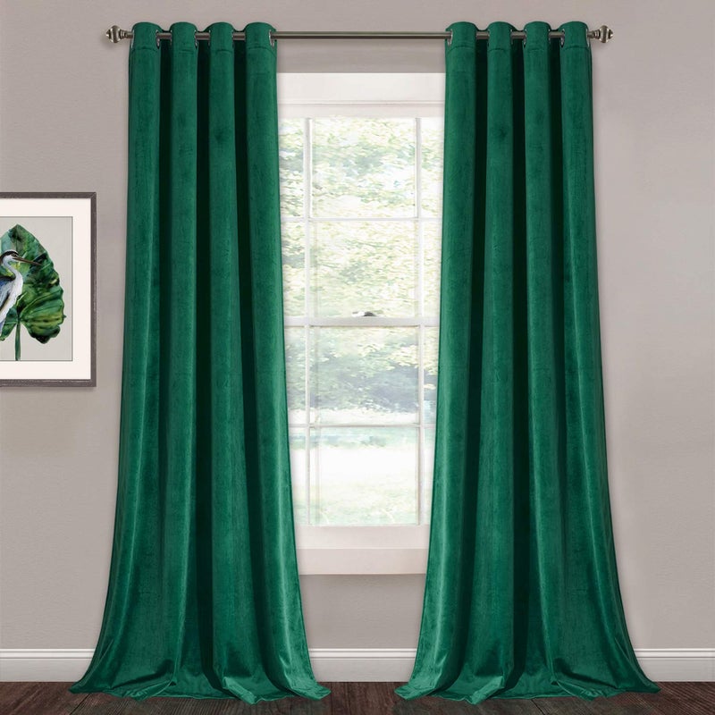 StangH Extra Long Emerald Green Velvet Curtains  Blackout Velvet Curtain Panels Thermal Insulated Privacy Protect for ParlorGallery W52 x L108 inches 2 Panels