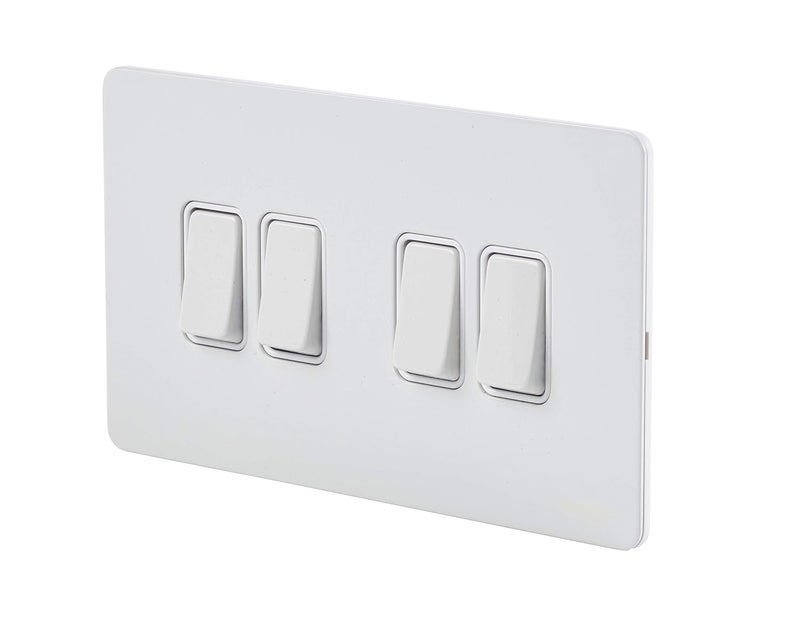 Schneider Electric 4 Gang Rocker Plate Switch - Painted White - Image 2