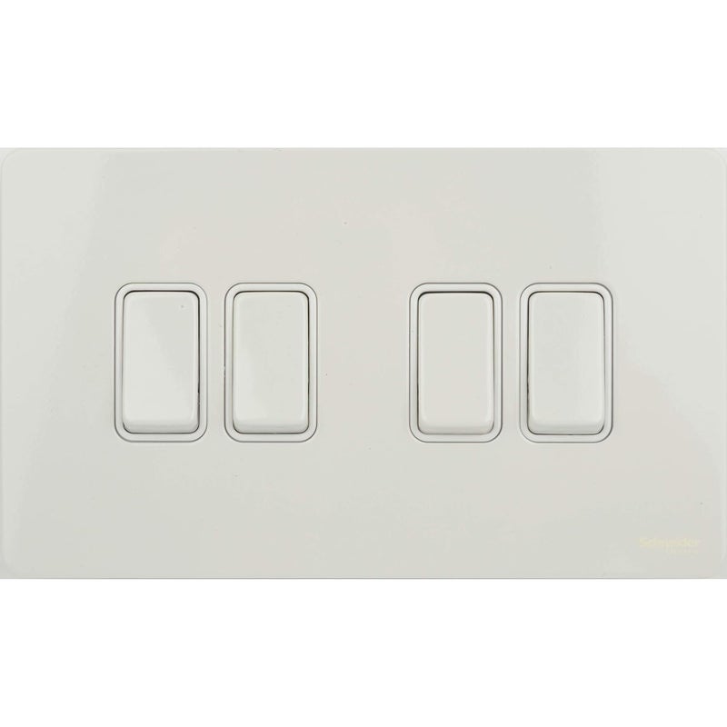 Schneider Electric 4 Gang Rocker Plate Switch - Painted White - Image 1