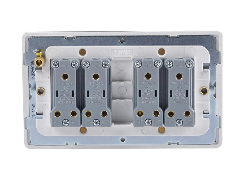 Schneider Electric 4 Gang Rocker Plate Switch - Painted White - Image 4