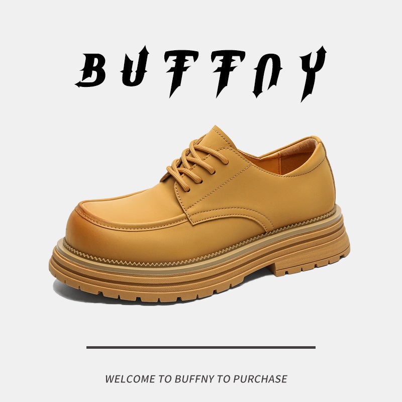 Men's Leather Shoes Summer Vintage Thick-soled Elevated British Style Big Head Derby Breathable Niche Trendy Casual Workwear Men's Shoes - Image 2