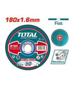 TOTAL Total 7-Inch Abrasive Metal Cutting Disc – 180mm x 1.6mm x 22.2mm Flat Center – For Metal & INOX Stainless Steel Cutting – Heavy-Duty Grinding Wheel – Color Box Pack 