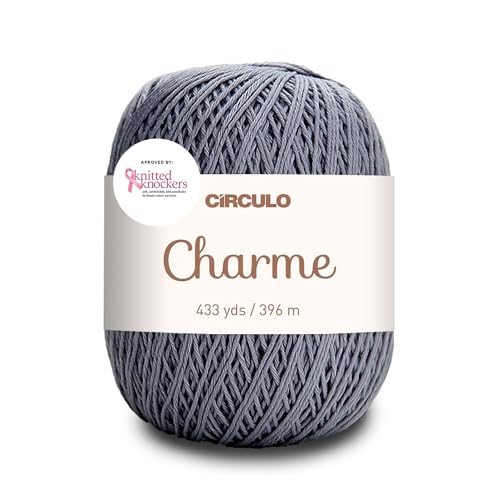 CÃRCULO Circulo Charme Yarn for Crochet and Knitting 433 yds 100 Mercerized Brazilian Virgin Cotton Soft Sport Weight Color 8336 Lead - Image 1