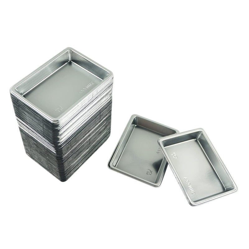 100 pcs Mini 295x216 Dipping Sauce Dishes Plastic Disposable Rectangular Silver Soy Sauce Plate Set Condiment Serving tray Seasoning Platter Appetizer Bowel for Sushi Mustard Vinegar Soy BBQ