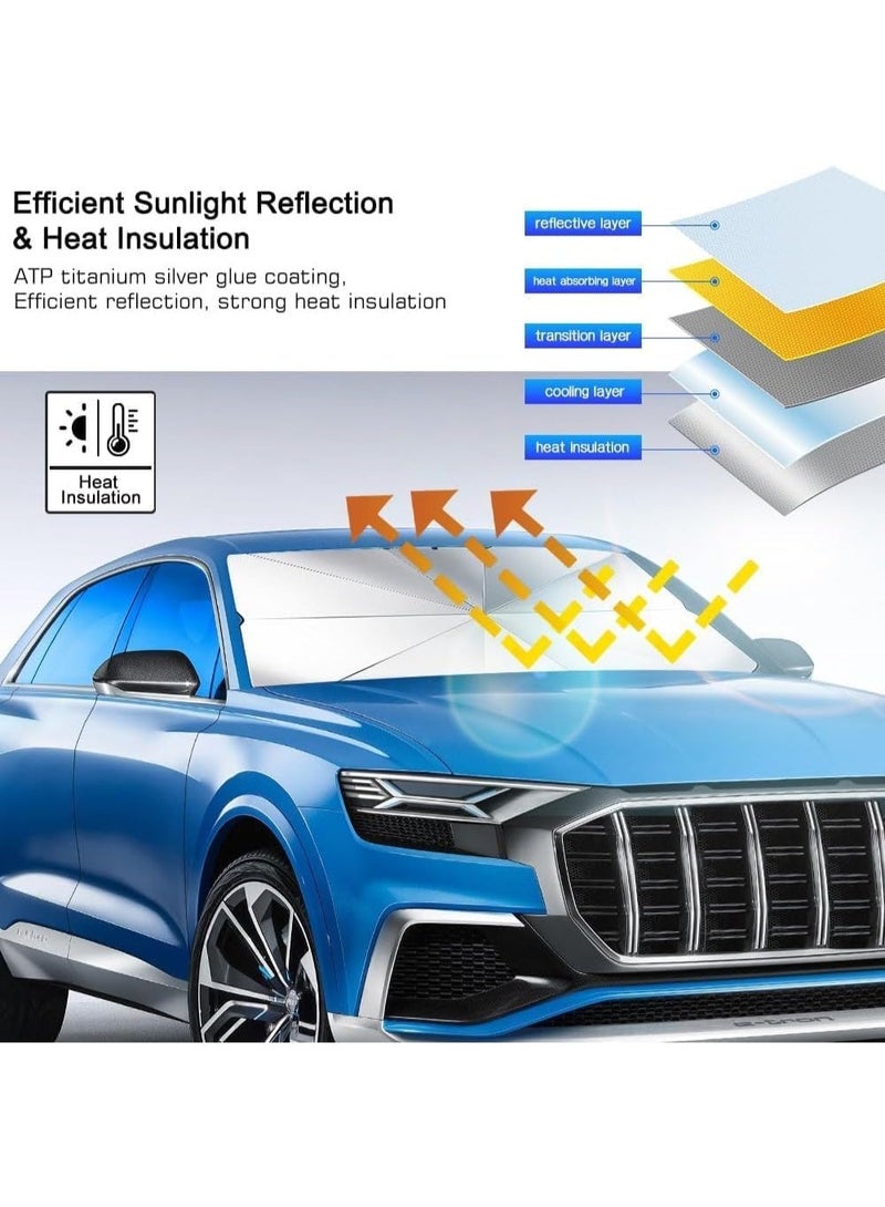 135×79 cm Titanium Silver Foldable Car Sun Shade for Front Windshield ‒ Reflective UV & Heat Blocker Universal Fit for Cars & SUVs (31×53 in) - Image 3