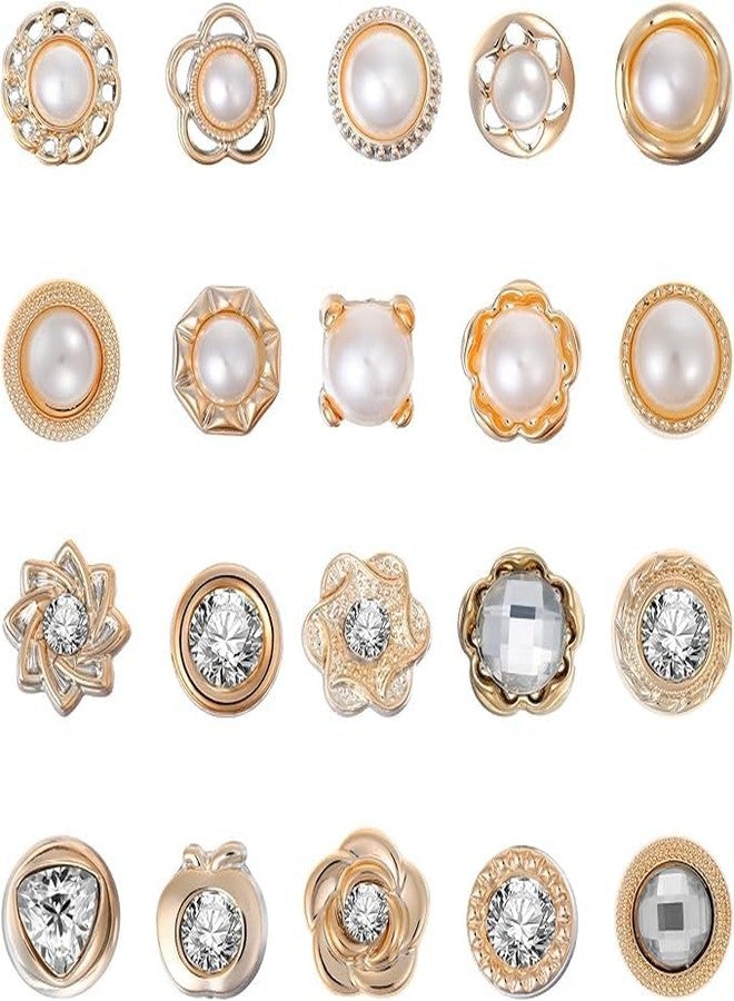 GOPIKRISHNA Women Shirt Brooch Pins, Co-ver Up Button Pins with Rhinestones and Pearls, Safety Brooch Buttons for Sweaters, Shawls, Jeans, Bags & Hats Clothing Accessories and Decorations - Image 1