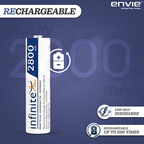 ENVIE® (2800mAh Infinite Plus 2PL) Infinite Plus AA High Capacity 2800mnAh Ni-MH Rechargeable Batteries Ready to Use Battery (Pack of 2) - Image 2
