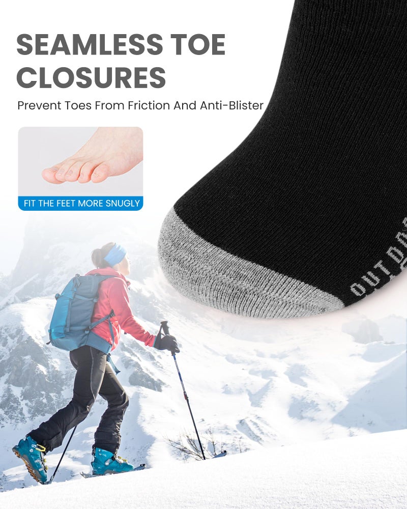 OutdoorMaster جوارب التزلج من OutdoorMaster، جوارب تزلج من صوف الميرينو للرجال والنساء، جوارب تنفسية دافئة شتوية للتزلج في الطقس البارد، تصميم فوق الساق مع كفة غير قابلة للانزلاق، قابلة للغسل في الغسالة - Image 5
