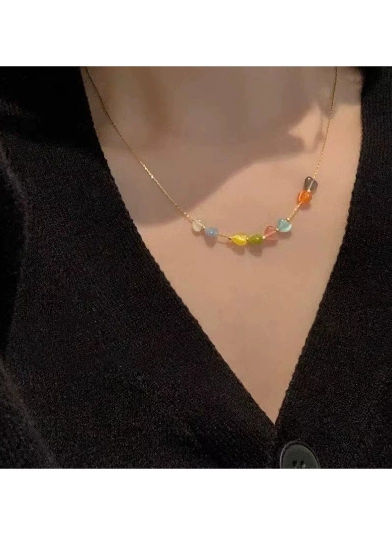 Goolsky Colorful Heart Pendant Necklace – Cute Y2K-Inspired Fashion Choker for Girls | Trendy TikTok Style - Image 1