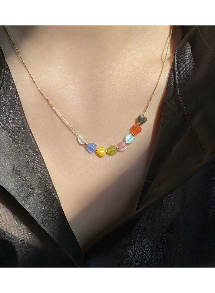 Goolsky Colorful Heart Pendant Necklace – Cute Y2K-Inspired Fashion Choker for Girls | Trendy TikTok Style - Image 4