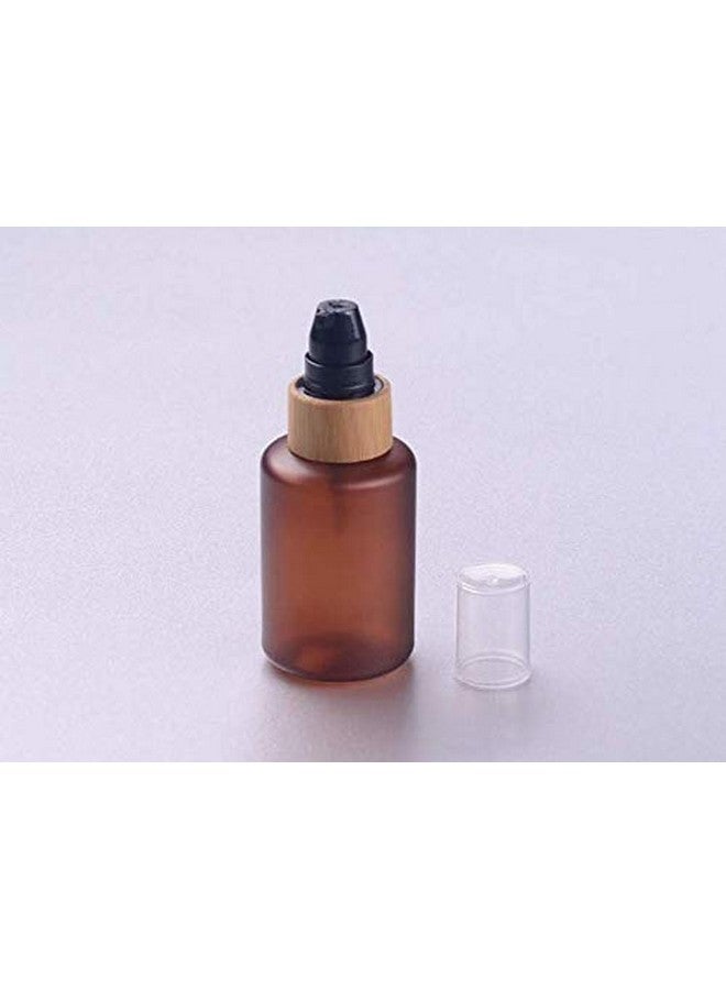 SYBL 2Pcs 60Ml/2Oz Empty Refillable Pet Plastic Pump Bottles Cosmetic Makeup Cream Lotion Shower Toiletries Liquid Storage Container Vial Pot With Bamboo Pump (Amber) - Image 2
