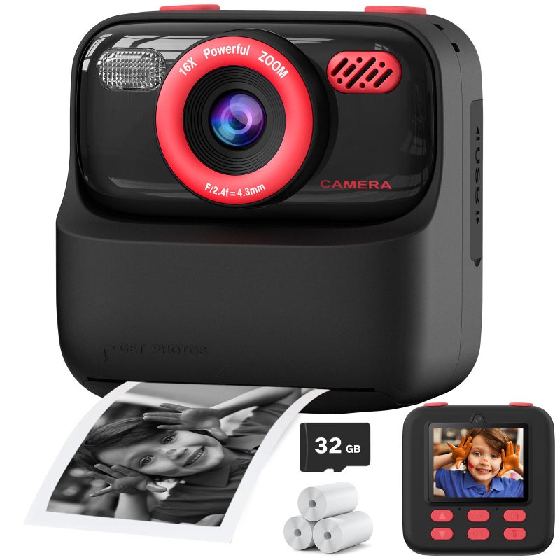 Cimizi Kids Instant Digital Cameras for Boys and Girls 1080P HD DualLens Selfie Digital Camera with Print Paper 32G Card Christmas Birthday Gifts Toys for Toddler and Teenagers Age 316 Years Old - Image 2