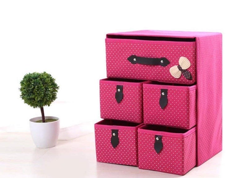 Kalitus Foldable 3 Drawer 5 Layer Drawer Units Fabric Cabinet Closet Storage Organizer 5 Drawer 3 Layer Multi Color Standard Size - Image 1