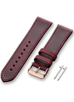 Vagave Genuine Leather Watch Band 20MM 22MM 24MM Fossil Diesel Lacoste Casio Armani Tissot Nacar Classic Watch Band Leather Strap Claret Red  - Image 1