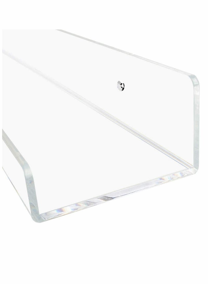 2 Pack Clear Acrylic Shelf Invisible Floating Wall Ledge Bookshelf Organizer, Book Display Shelves Wall Mounted 15 Inch - Image 4