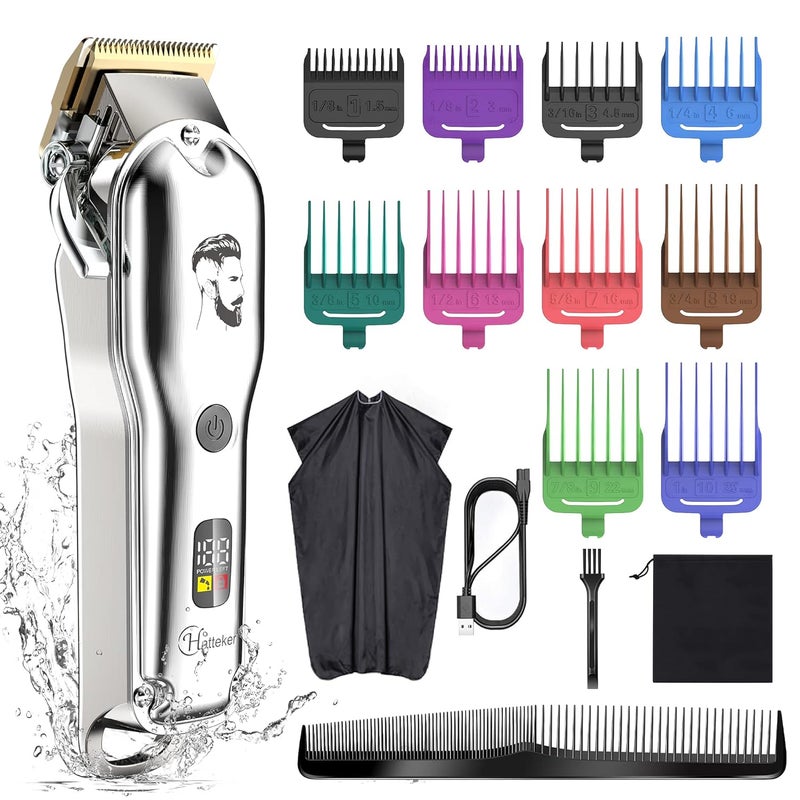 Hatteker Hair Trimmer, Battery Powered, Silver - Image 1