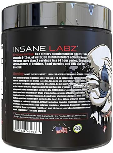 Insane Labz Psychotic Test High Stim Testosterone Energy and Pump Boosting PreWorkout Powder with DMAE Bitartrate D Aspartic Acid Creatine HCL and Glycerol Monostearate 30 Servings Watermelon - Image 3