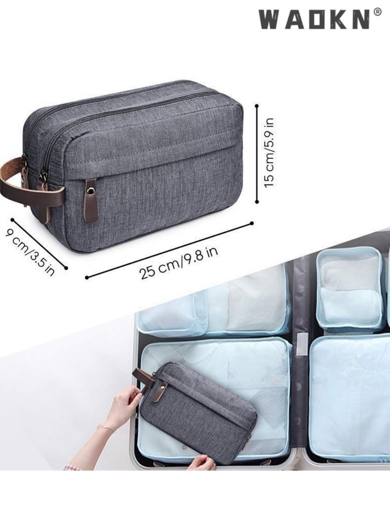 WAOKN Travel Toiletry Bag for Business Trips, Large Capacity Waterproof Nylon Hanging Dopp Kit, Breathable Portable Shaving Organizer for Men & Women, Compact Water Resistant Oxford Fabric Handheld Cosmetic Storage Bag for Business Trips, Outdoor Travel，black - Image 3