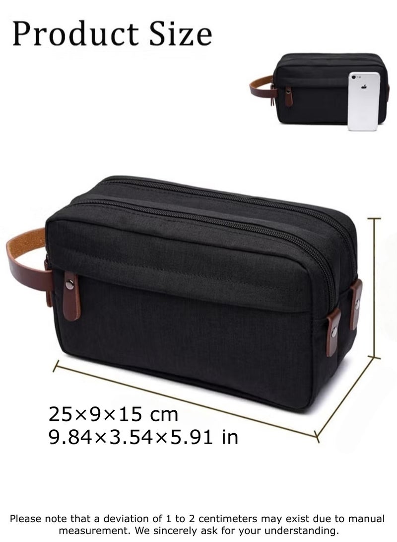 WAOKN Travel Toiletry Bag for Business Trips, Large Capacity Waterproof Nylon Hanging Dopp Kit, Breathable Portable Shaving Organizer for Men & Women, Compact Water Resistant Oxford Fabric Handheld Cosmetic Storage Bag for Business Trips, Outdoor Travel，black - Image 4
